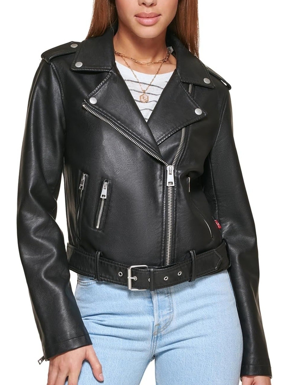 Levi's Faux Leather Moto Jacket Black Size Medium